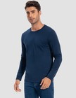 Men s 2 Pack Long Sleeve Soft Casual Cotton Crew Neck Shirts  navy Blue  Medium 