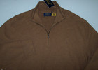 Nwt Polo Ralph Lauren Caramel Brown Cotton Mesh Half-zip Men s Sweater Xxl 2xl