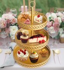 Cupcake Stand - 3 Tier Metal Cupcake Tower - Dessert Table Display Set Round    