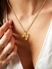 Bubble Initial Necklace Gold Plated Letter D Pendant With Dainty Choker Chain 16