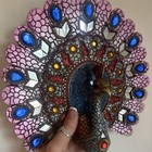 Peacock Metal Wall Hanging Mosaic Style Decorative Figurine  Approx 10 In Wide