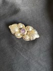 Vintage Sterling Silver Amethyst Handmade Brooch Pin Stamped