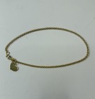 14k Yellow Gold Rolo Chain Anklet 10  Italy 585 Polished Heart Charm Bracelet