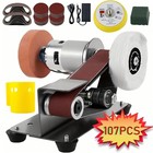 Electric Mini Belt Sander 7 Speed Knife Sharpener Metal Wood Grinding Machine Us
