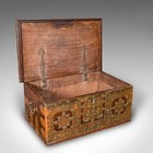 Small Antique Zanzibar Chest  East African Teak  Brass  Travel Trunk  Victorian