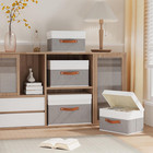 Fabric Storage Bin  Storage Basket With Lids  Closet Organizer Box With Handl   