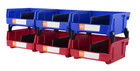 Hanging Stackable Storage Bin Plastic Organizer Garage Box 6 Pcs Blue red