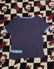 Cirque Du Soleil Women   s Blue Graphic Print Ringer Tee  Cotton Knit  M