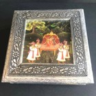 India Tin Silver Antique Design Embossed Metal Keepsake Box   Jewelry
