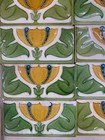Tiles England Art Nouveau Majolica Antique Rare Vintage Floral 6x3 Inch 27 Pcs