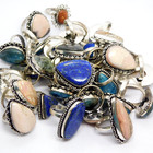 10 Mixed Natural Gemstone Ring Lot    sizes Us 5-10  925 Sterling Silver Plated