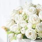 2pcs White Artificial Roses Silk Flowers For Wedding  Home   Diy Decor