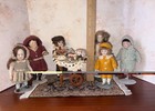 Antique German All Bisque Doll Lot Miniature Cabinet Dolls Dollhouse