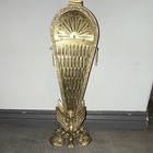 Antique 1920s Brass Peacock Fan Folding Fireplace With Griffen Base