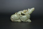 Chinese Antique Old Hetian Jade Hand-carved Horse  Monkey Statues