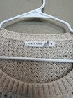 Altar d State Beige Open Knit Pullover Sweater Crew Neck Long Sleeve M