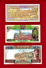 Guinea 1998-2017 Unc Notes  100 Francs P-35  500 Fr 2017 P-47    1k Fr 2010 P-43