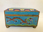 Antique Chinese Cloisonn   Enamel Hinged Box With Dragons 