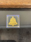 Vintage At t Bell Systems Telephone Enameled Lapel Pins Glass Wood Case Lot Of 7