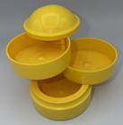 Vintage 70   s Sum Tara Yellow Plastic Swivel Desk Organizer Atomic Starburst