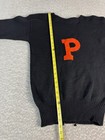 Vintage Princeton Varsity Club Sweater Black Orange 100  Wool Letterman Large