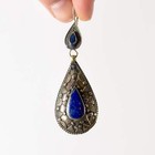 Lapis And Silver Colored Earrings Afghanistan