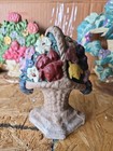 Lot 3 Antique Vintage Cast Iron Doorstop Basket Of Flowers Metal Heavy 