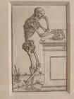 Old Master Woodcut Thomas Geminus Pensive Skeleton Anatomical Collection Stamp