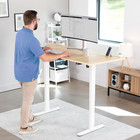 Vivo Electric 71 X 30 Inch Stand Up Desk  Height Adjustable  Light Wood Top Whit