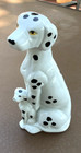 7 1 2  Vintage Ceramic Dalmatian Dog Figurine With Pup Tucked Close