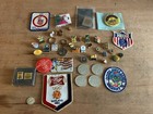 Olympics Junk Drawer Lot Pinback Lapel Pin Fob Coin Token Belt Buckle Patch Vtg