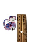 Vintage Purple Blue Enamel Unique Cat Brooch Pin
