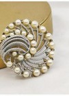 Retro Swirl Silver Tone Lapel Pin Brooch With Pearls
