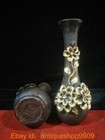 10   Qianlong Marked China Bronze Gilt Dynasty Antique Flower Bottle Vase Pair