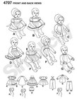     simplicity 4707 Baby Doll Clothes Pattern 3 Sizes Uncut