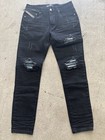 Amiri Mx1 Black Distressed Skinny Slim Low Rise Dark Wash Jeans Nwt