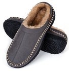 Men s Moccasin House Slippers - Memory Foam Indoor Outdoor 12 Grey Open Back