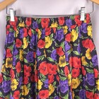 Vtg Womens Skirt S M Black Floral Pleated Short Elastic Waist Full Casual Summer