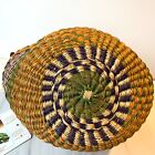 Nwt African Fair Trade Woven Market Basket Large Mini Leather Handled Basket