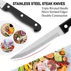 5pcs Serrated Stainless Steel Steak Knives Set Kitchen Chef Cutlery Sharp Knives