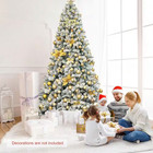 9 Ft  Unlit Premium Snow Flocked Hinged Artificial Christmas Tree With Metal Sta