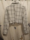 Have Women   s Cropped Tweed Blazer Jacket Black white Button Lined Size L