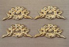 Lot 4 Vintage Solid Brass Cherub Rose Garland Stampings 65mm High Relief Nos