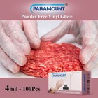 Paramount   Clear Vinyl Gloves Powder Free 4mil  Xl 1000 Pcs