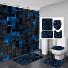 4pcs Shower Curtain Set Black 3d Cubes Shower Curtain Set Modern Bathroom Set   
