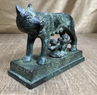 Vintage Capitoline Wolf Statue Sculpture F  Gabrielli Roma Bronze Patina