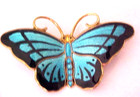 Vintage Hroar Prydz Norway Large Sterling Silver   Enamel Butterfly Brooch