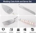 Wedding Cake Knife And Server Set Ceramic Pearl Handle Cake Cutting Set For W   