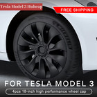 4pcs 18  Matte Black Hub Cap Set For Tesla Model 3 y Full Wheel Protection Wheel