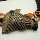 Vintage Big Zebra Head Brass Belt Buckle Cutout Stripe Pattern Black Size Large